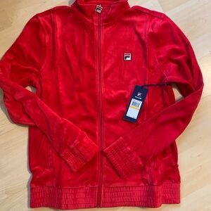 2000s Fila red and white velour zip up jacket size small NEW with tags